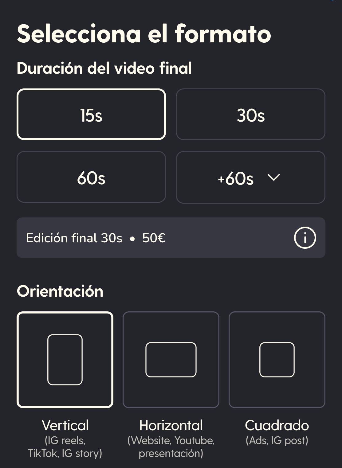 Selecciona el formato
